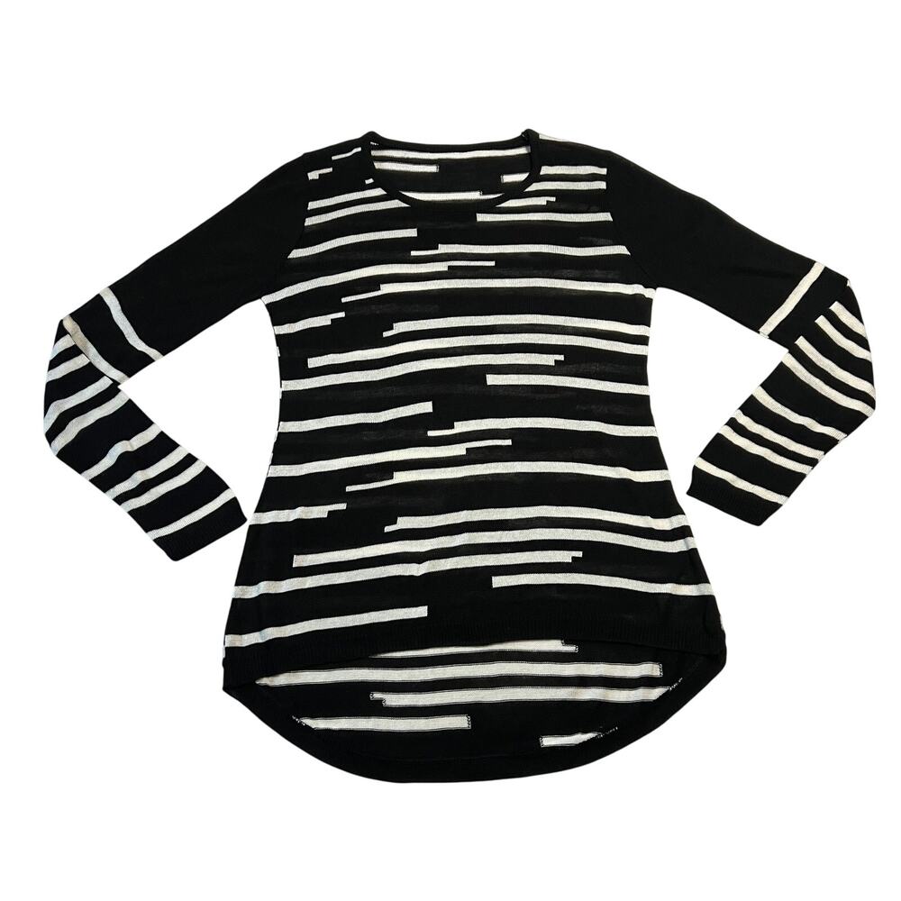 Women's Crewneck Geometric Print Sweater Size S High Low Hem Lightweight Casual